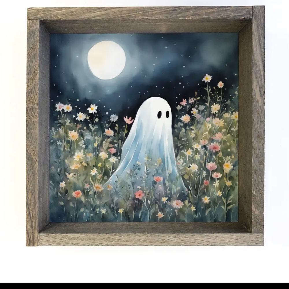 Mini canvas Ghost in wildflowers
